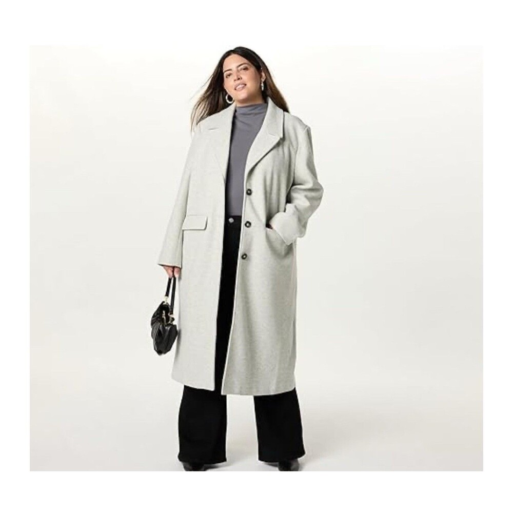 The Drop Women's Liam Loose Overcoat Size S Heather Grey Trench Business Fall